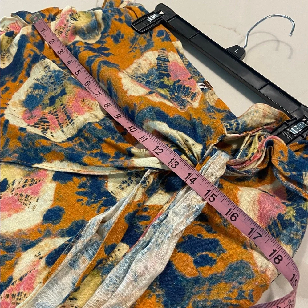 Free People Orange Tie-Waist Floral Wrap Mini Skirt - Picture 9 of 9